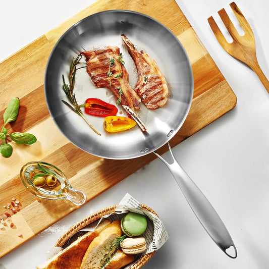 304 Stainless Steel Frying Pan, NonStick Pan Fried Steak Pot Uncoated Cookware