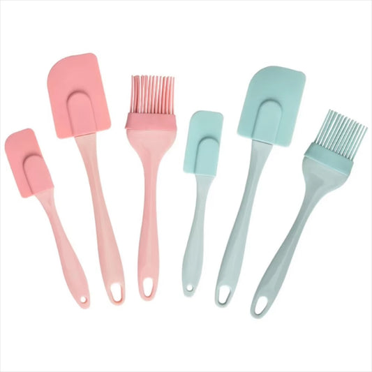 3Pcs Non-Stick Silicone Cream Scraper Bread Cake Butter Spatula Mixer Oil Brush With PP Handle
