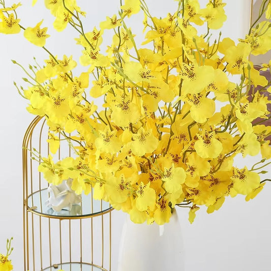Yellow Simulation Flower Dancing Orchid Decoration Fake Flower Soft Decoration Simulation Plant Home Wedding Artificial Flowers