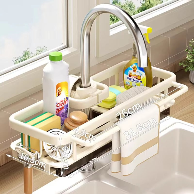 Aluminum Longer Version Kitchen Faucet Shelf Storage Sponge Holder Sink Faucet Organizers Hanging Drain Rack for Sink Tap