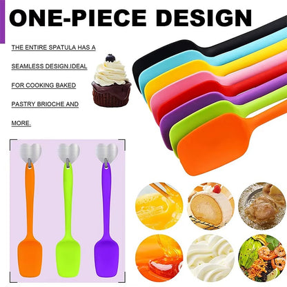 LMETJMA 28cm Silicone Spatulas Heat Resistant Spoon Spatula Non-Stick Spoonula Flexible Scrapers Baking Mixing Tool JT20