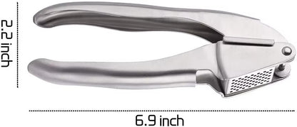 Professional Garlic Press Stainless Steel, Rust-proof Garlic Crusher Mincer, Easy Squeeze & Clean Garlic Peeler