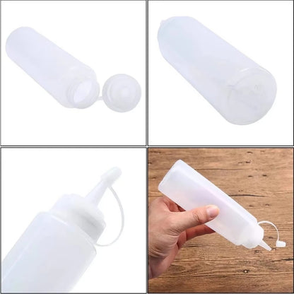 6pcs Condiment Squeeze Bottles Hot Sauces Olive Oil Bottles Ketchup Mustard Dispensers Kitchen Accessories Gadgets 230 Ml