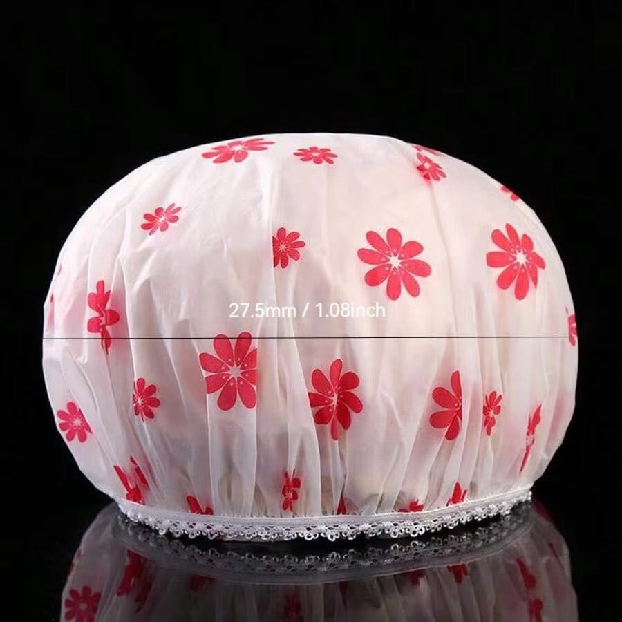 5pcs Waterproof Shower Cap WOMEN'S Household Bathing Anti-oil Smoke Hair Care Shower Cap Dry Hair Cap