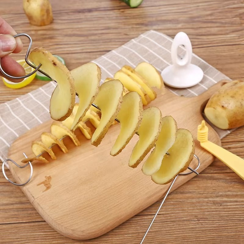 2/4/6 Set Rotate Potato Slicer Stainless Steel And Plastic Spiral Potato Slice Cutter DIY Manual Creative Kitchen Gadgets