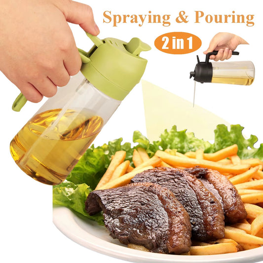 16oz Oil Dispenser Bottle for Kitchen, 2 in 1 Olive Oil Dispenser