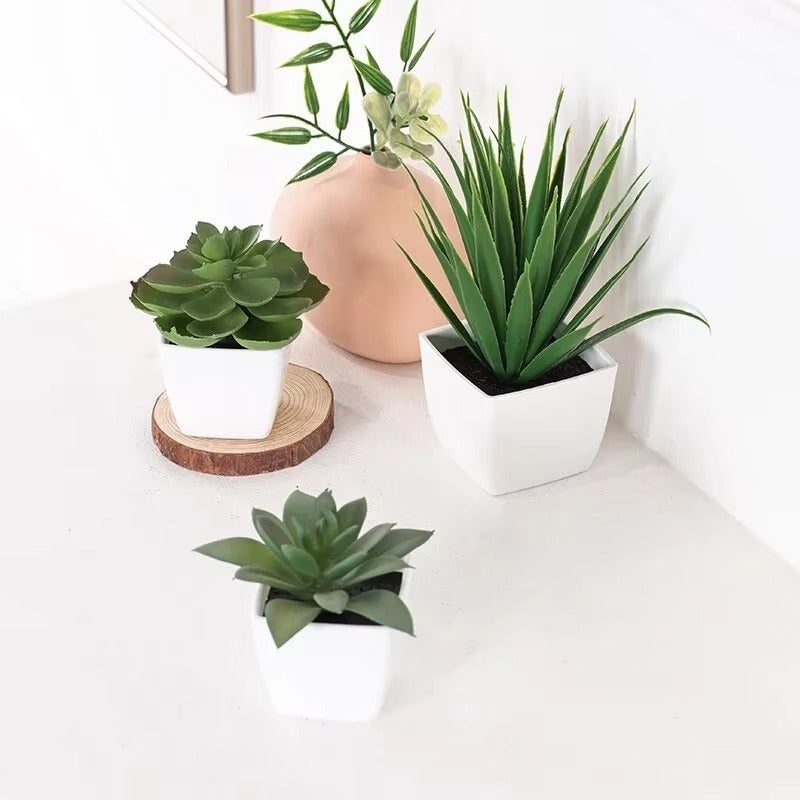 3PCS Artificial Evergreen Plant Bonsai, Suitable For Home, Restaurant, Office, Desktop, And Window Sill Decoration