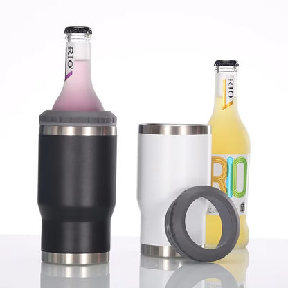 4 in 1 Can Cooler Tumbler for 12 Oz Cans, Slim Cans,and Bottles with Built-in Bottle Opener,Insulated Cool Summer Ice Bottle Cup