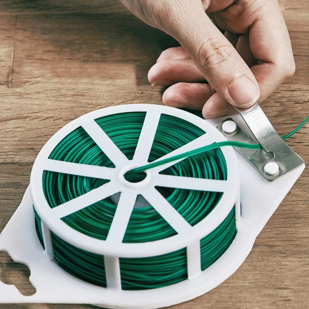 1 Roll/100M Multifunctional Plastic Steel Twist Tie Sturdy Reusable Garden Flower Plant Support Strap Tie