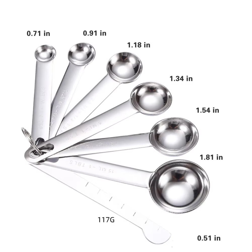 6/7/9pcs Multipurpose Food-grade Stainless Steel Measuring Spoon Coffee Powder Spice Measure Scoop Kitchen Baking Tools
