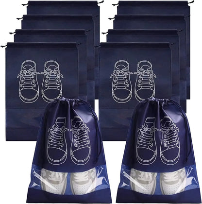 5pcs/set Shoe Storage Bag With Thickened Non-woven Fabric Strap Mouth Large Capacity Travel Waterproof Shoe Bag Moistureproof