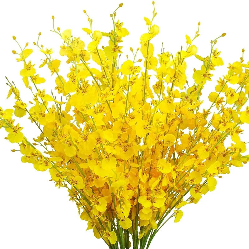 Yellow Simulation Flower Dancing Orchid Decoration Fake Flower Soft Decoration Simulation Plant Home Wedding Artificial Flowers