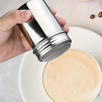 A Stainless Steel Powder Icing Sugar Can，Fine Mesh，with Cover，For Soda、Cocoa powder、Corn starch、Coffee、Flour
