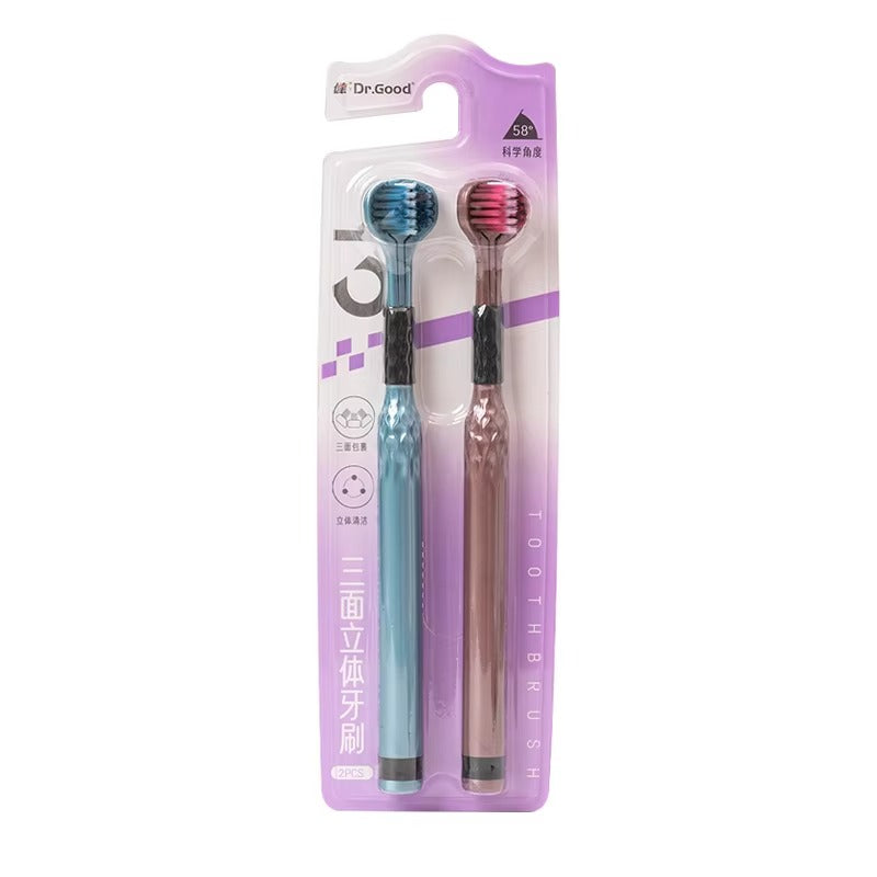 3D Manual Toothbrush Three sided U-shaped Soft Toothbrush for Comprehensive Oral Cleaning for Adults, Men and Women, Couple