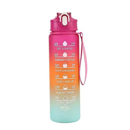700ml Sports water Bottle High Temperature Resistant Graduated Straw Cup Rainbow Frosted Progressive Color Water Cup Plastic Cup