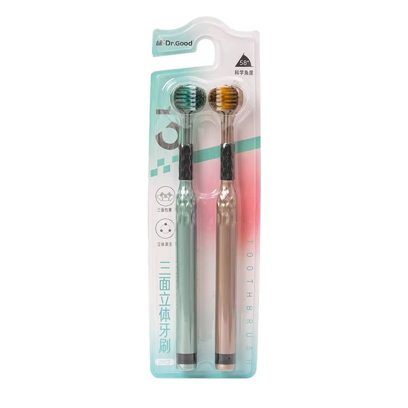 3D Manual Toothbrush Three sided U-shaped Soft Toothbrush for Comprehensive Oral Cleaning for Adults, Men and Women, Couple