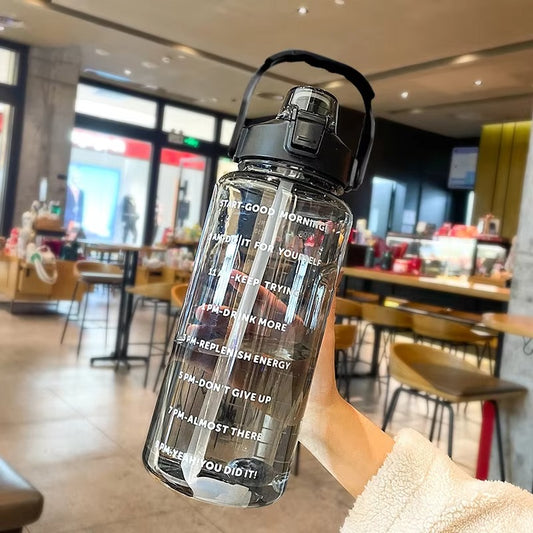 2 Liter Sports Water Bottle With Straw Men Women
